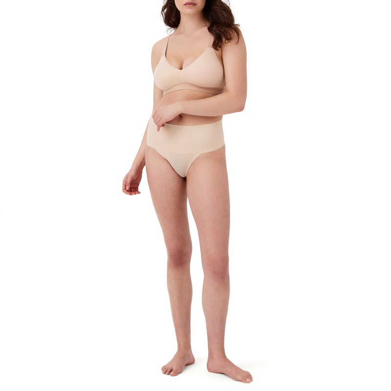 SPANX SPANXsupersmooth Undie-tectable Thong - Comfortable Core Control - Invisible Shapewear Thong - Women's No Show Thong Underwear - Soft Nude - Large - Image 1